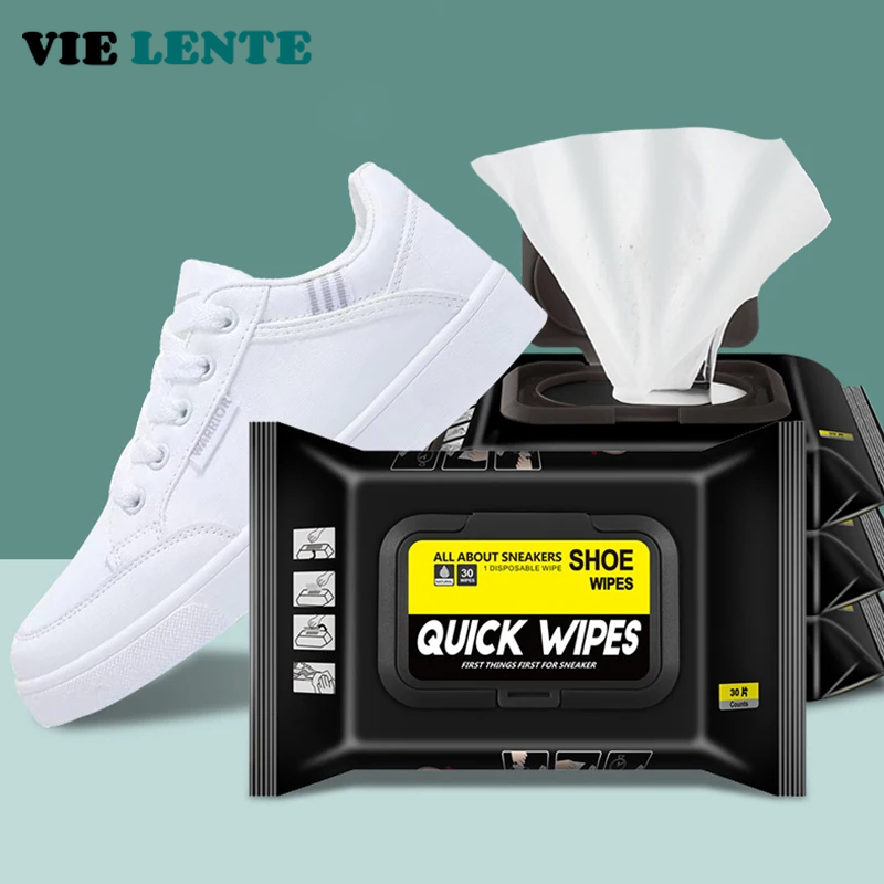 Sneaker Cleaner - 12 個/30 個使い捨て靴クリーンワイプポータブル白靴クリーニングケアワイプスニーカークリーニングクイックウェットワイプ VIE LENTE